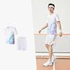 Li-Ning Color Block V-Ausschnitt Sportwettkampf Kurzarm T-Shirt Unisex Tops Standard-Weiß AAYU127-2
