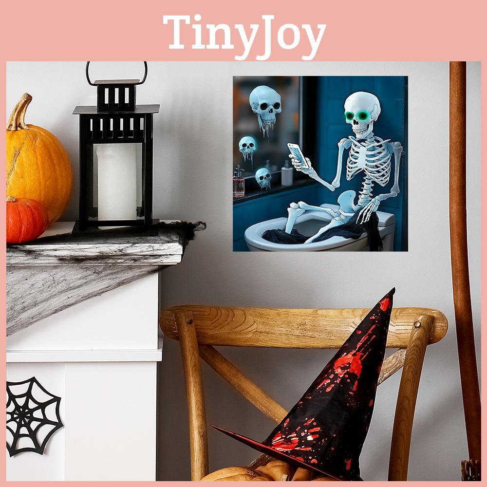 Halloween Toilet Creative Skeleton Play Phone Pattern Home Wall Sticker Decor