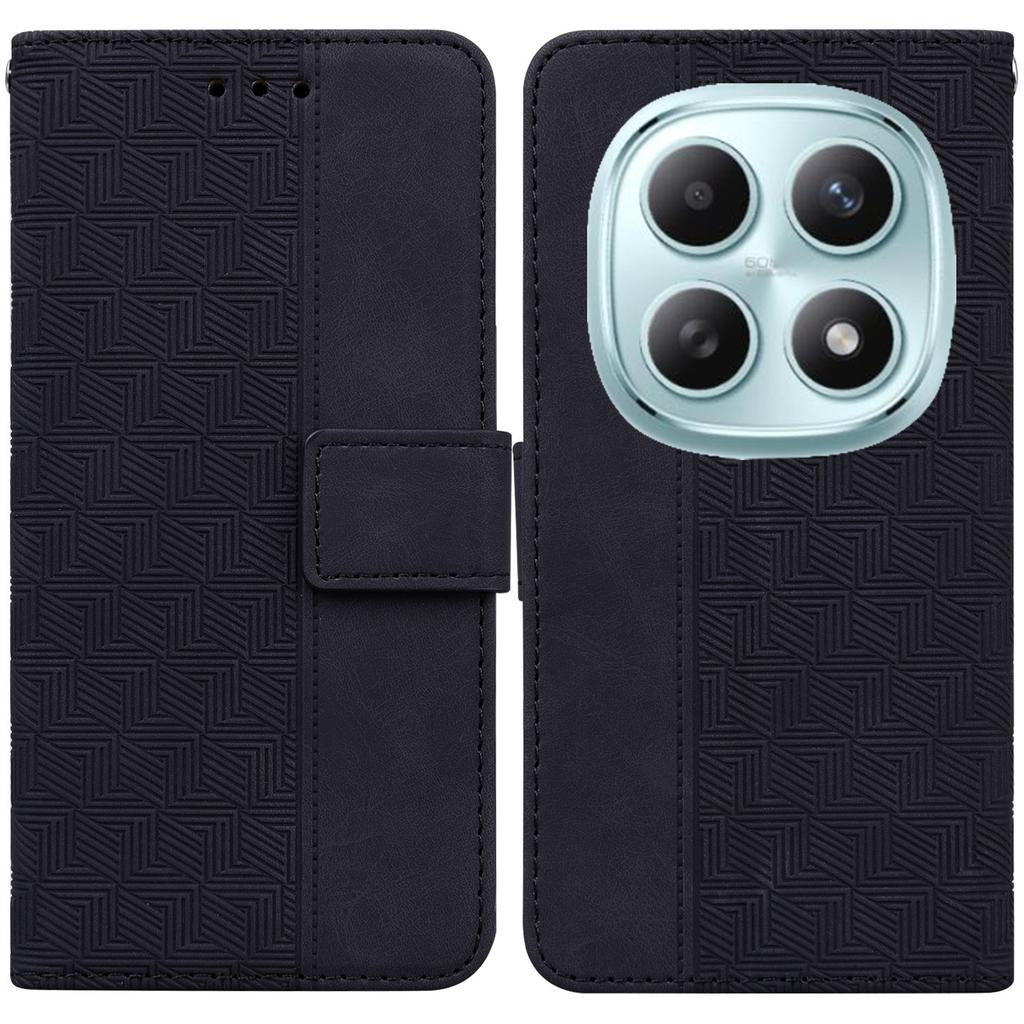 For Xiaomi Poco M8 5G/Redmi Note 15 5G (Global) Case Geometry Pattern Leather Wallet Phone Cover with Wrist Strap