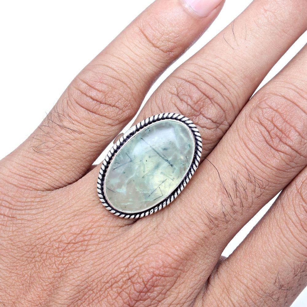 Prehnite Gemstone Handmade Silver Jewelry "8"