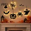 Cool Halloween Designs Pumpkin Hanging Decor, Non-Woven Ghost Ornament with Light String, Spooky Holiday Decorations Door Wall Decor for Party