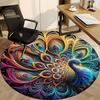 1pc Peacock Feather Mandala Office Round Area Rug, Under Office Chairs Bedroom Living Room Home Decor, Room Deco