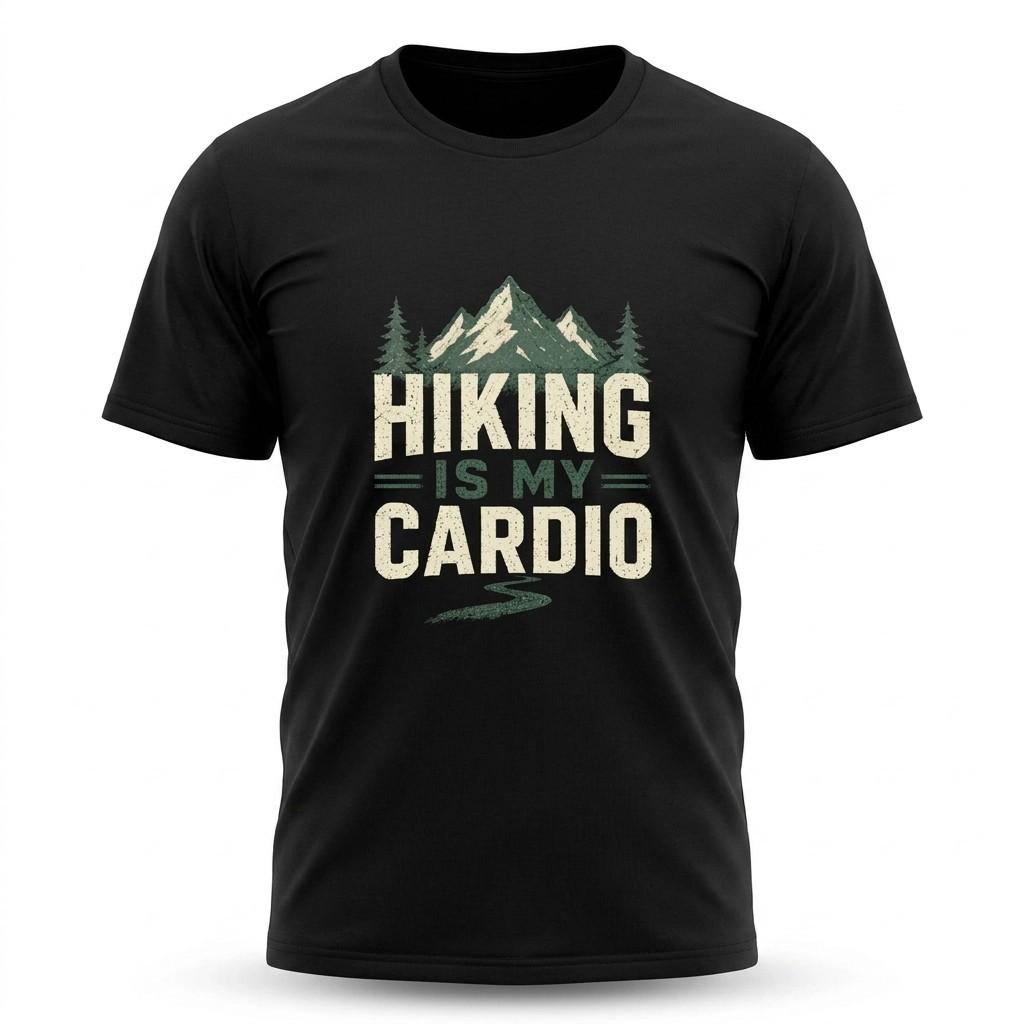 Hiking Is My Cardio Outdoor Adventure Mountain Black T-Shirt Unisex