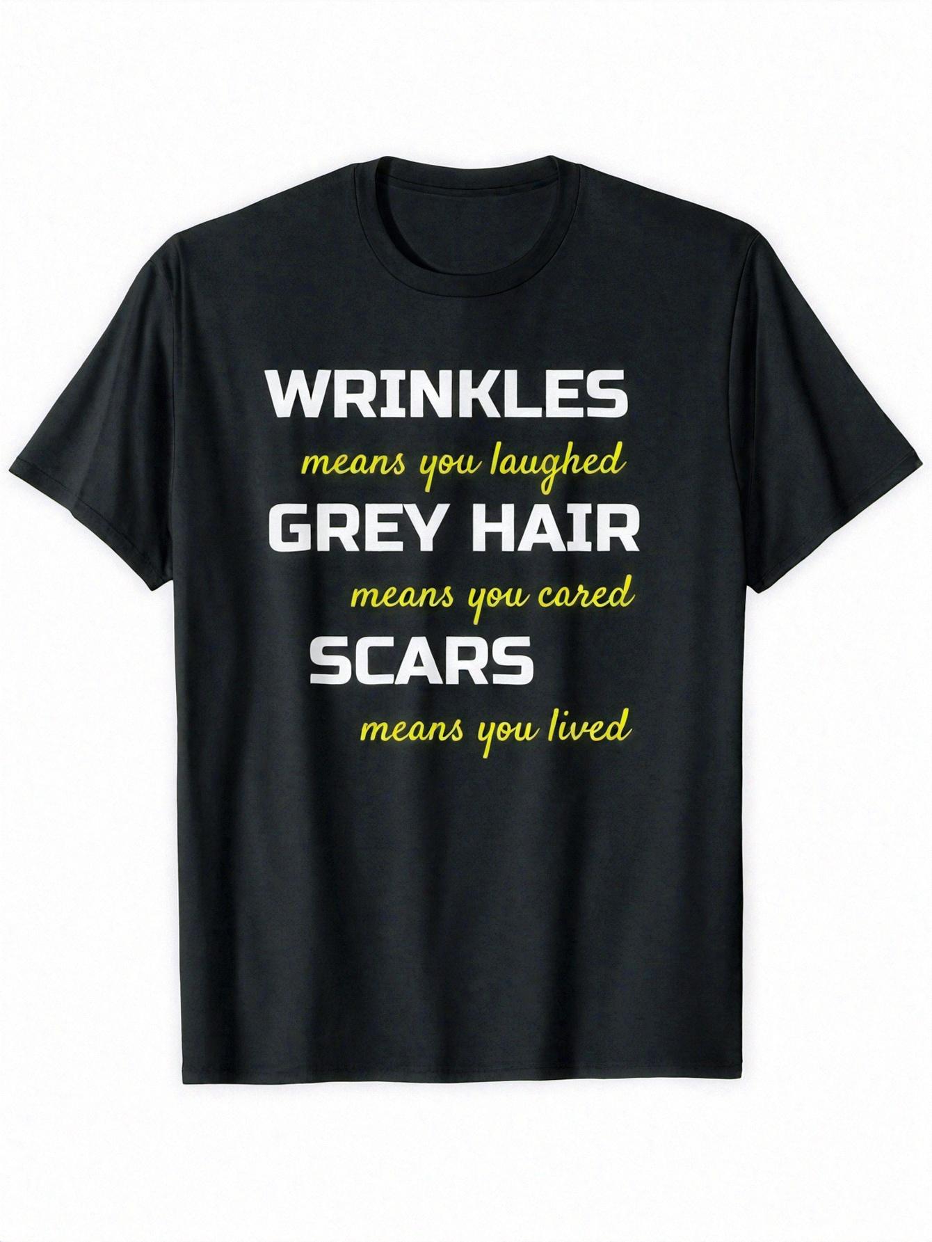Senior Citizen Wrinkles Grey Hair Scars Tshirt Funny Gift T-Shirt S разноцветный