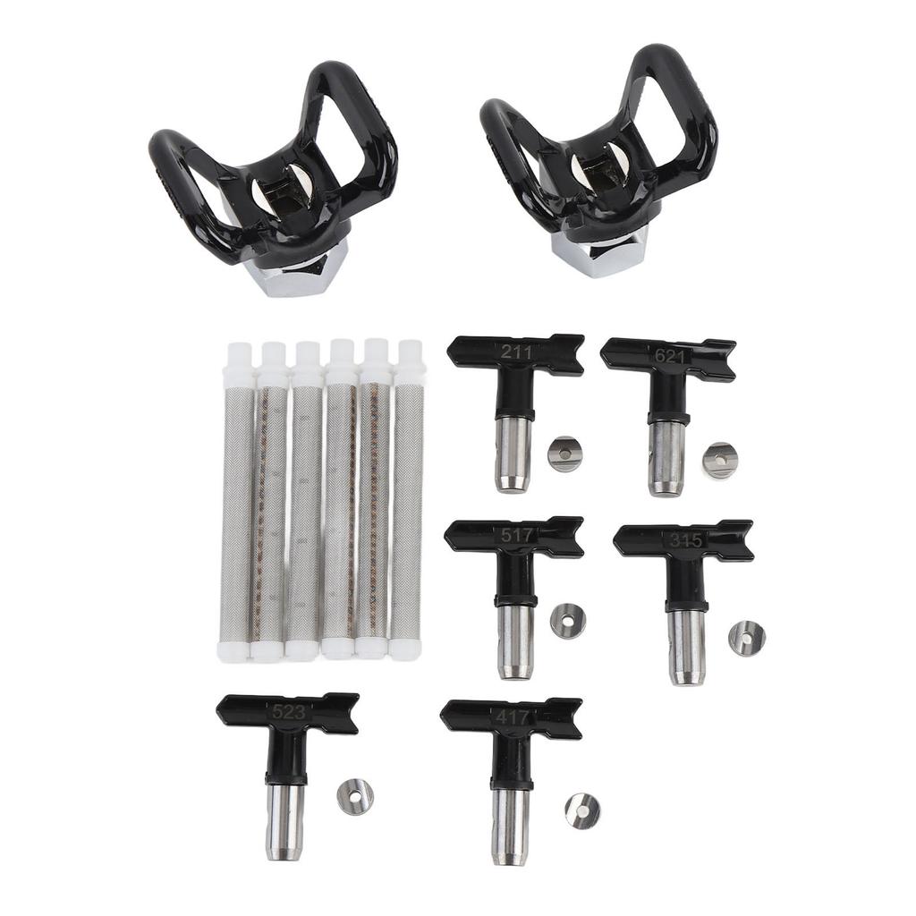 6 Pcs Airless Spray Tip Set Black 211 315 417 517 523 621 Airless Paint Sprayer Nozzles with 2 Tip