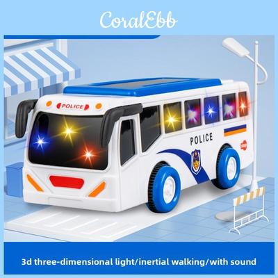 Toy Bus Inertia Light Sound Kids Play Vehicle For Childrens Night Market Fun