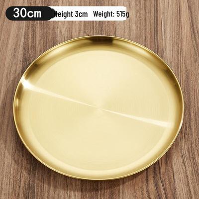 ZISIZ Thickened Stainless Steel Gold Steak Dinner Plate