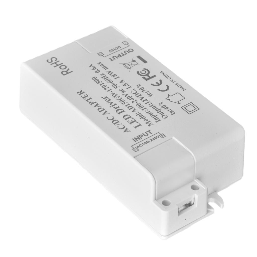 LED Driver 18W Power Supply Transformer AC100‑240V To DC12V 1.5A Output for LED Light Desk Lamp Outdoor Light