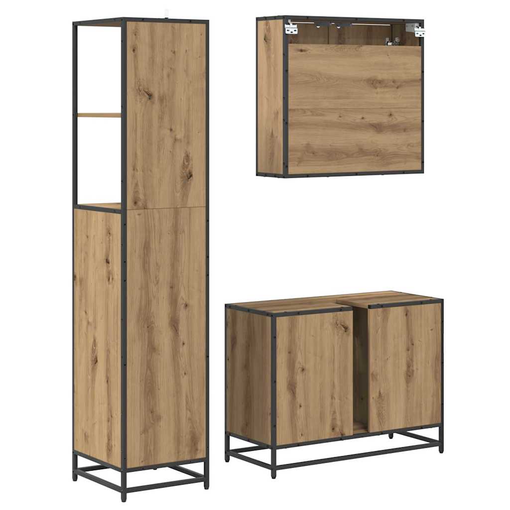 Bathroom Furniture Set 3 Pcs Artisan Oak 80 X 33 X 60 Cm