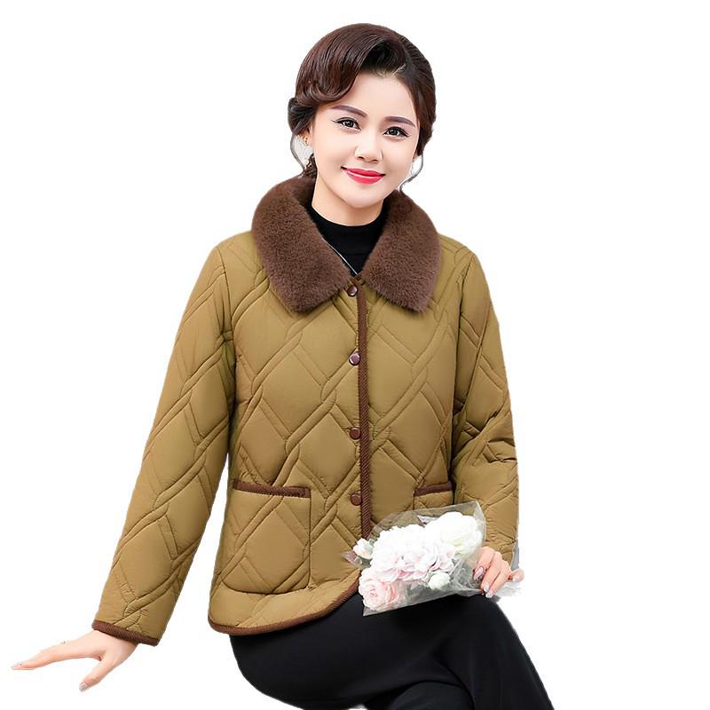 Mamas Winter-Samt-Dicke Jacke: Stilvolle Warme Kurze Jacke mit Stehkragen für Frauen mittleren Alters und ältere Frauen