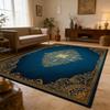 Teppich für Wohnzimmer Europäischer Stil Luxus Blauer Teppich Dekoration Zuhause Maschinenwaschbar Weich Rutschfeste Matte Große Größe Anpassbar