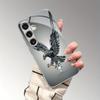 Glass Crystal Eagle Silver Electroplated Glass Phone Case For Samsung Galaxy S25 Ultra S24 S23 S22 Plus Hard Shockproof Cover