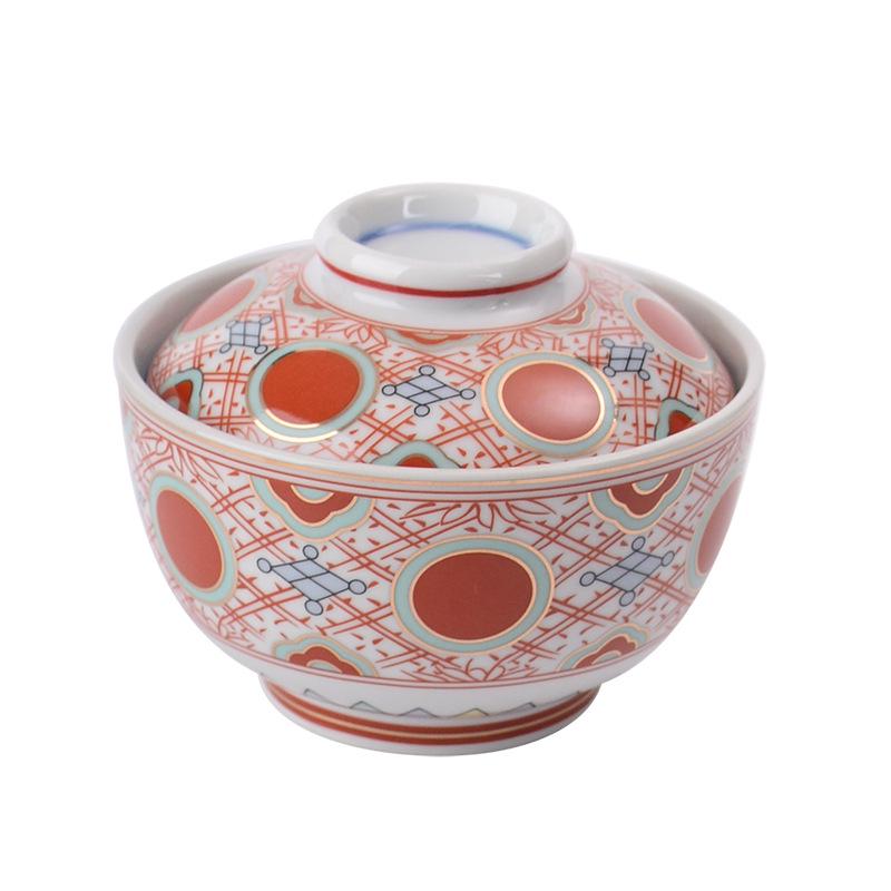 Gaiwan en Céramique Japonaise Bain-Marie Soupe & Dessert Bol avec Couvercle & Assiette Ensemble