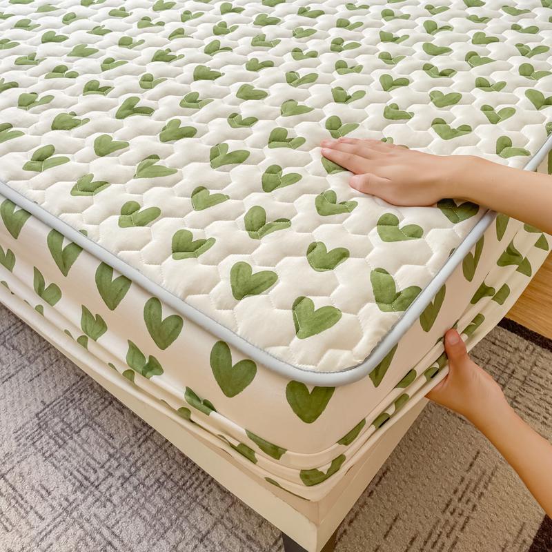 Quilted Mattress Cover Simple Print Bed Cover Thickened Fitted Sheet Home Elastic Bed Linen fundas de colchón (No Pillowcase)