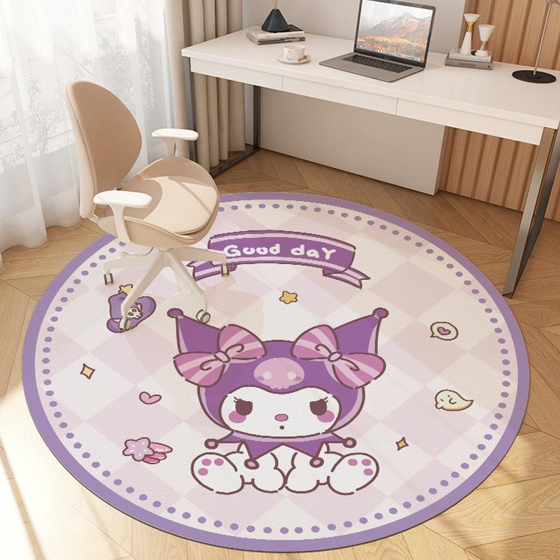  Cute Rabbit Bear Cartoon Round Carpet Living Room Bedroom Bedside Kitchen Entrance Door Mat Non-slip Girl Child Decor Rug