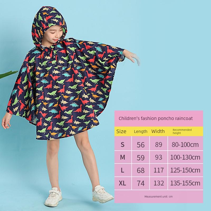 Kids Cape Raincoat Outdoor Walking Children Playing with Water Students Go to School Backpack Waterproof Poncho Multicolor