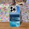 Blaues Meereswellen Handyhülle Für iPhone 16,15,14,13,12,11,Pro,XS,Max,Plus,Mini,SE4,E Weiß Matt Stoßfeste Hülle