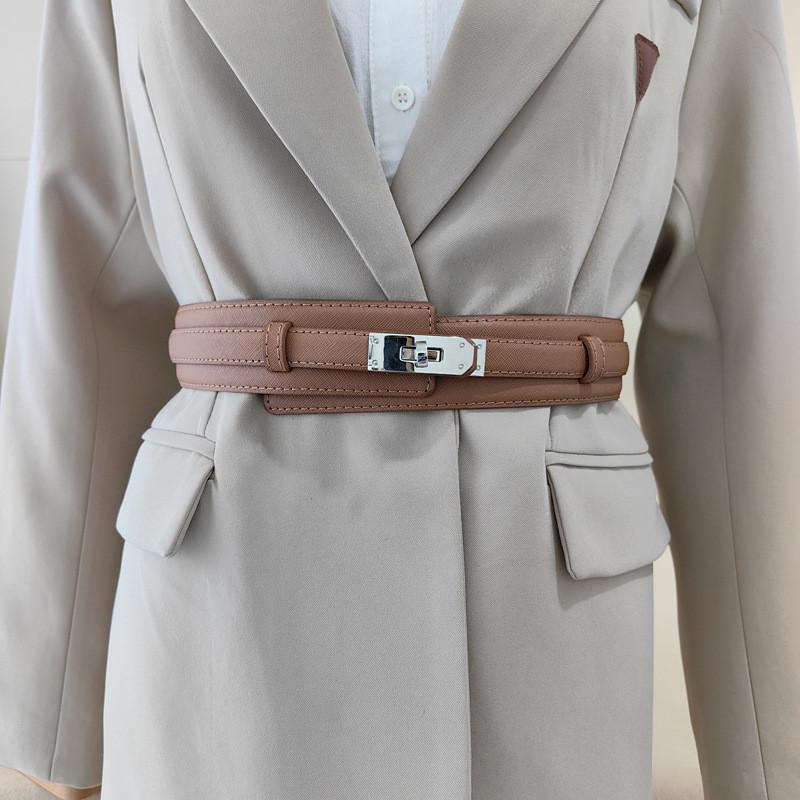 Leather Wide Simple Belt For Women Adjustment For Dress And Coat Styling Gift