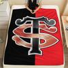 1 Stück Stade Toulousain Aufdruck Flanelldecke, Hohe Qualität, Bequem für alle Jahreszeiten, Heimdekoration, Wärme und Komfort, Perfekt für Weihnachtsgeschenke178