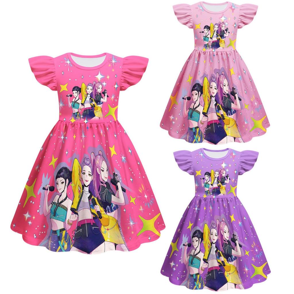 Girls Witch  Girls Flying Sleeves Children's Dress Children's A-line Skirt