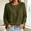 Women's Casual Knit Sweater with Round Neck Color for Everyday Wear