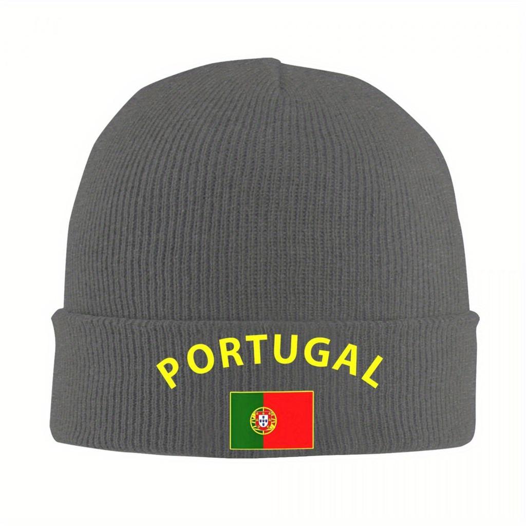 Portugiesische Flagge Mützen Beanie Mützen Grafik Strickmütze Winter Y2K Cool Unisex Damen Hippie Thermisch Elastische Kappe