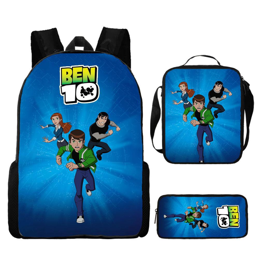 Less Hacker Backpack Ben 10 Student School Bag Anime Cartoon Backpack Lunch Bag Satchel Pencil Case