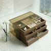 Vintage Walnut Jewelry Organizer Earrings Necklace Dust Jewelry Box Home Desktop Large Capacity 3 Layer Jewelry Box