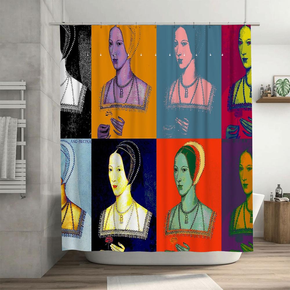 Vintage Renaissance Portrait Shower Curtain Queen Mary Tudor Historical Baroque Decor Elegant Bathroom Set Artistic Tapestry