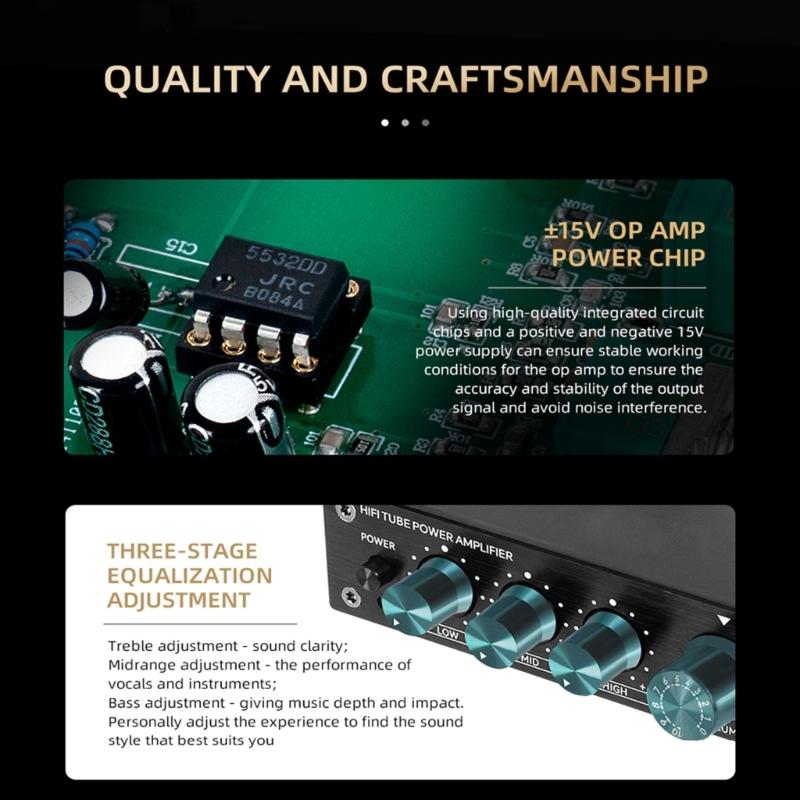 HiFi Sound Preamplifier Vacuum Tube Amplifiers Buffers Treble Bass Adjustment Preamp Sound Amplifiers Bile Tube Preamp