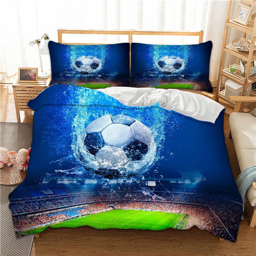 3D Football Duvet Qult Cover Bedding Set with Pillowcases Single Double King New