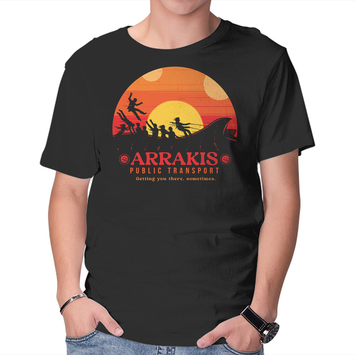 Unisex Crew Neck T-Shirt The Arrakis Train Graphic Short Sleeve Casual Tee XXXL