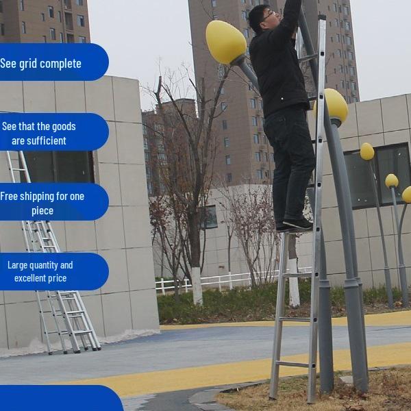 Multifunctional Indoor Ladder: 4m/3m Folding Iron Ladder for Household, Engineering, and Attic Use.