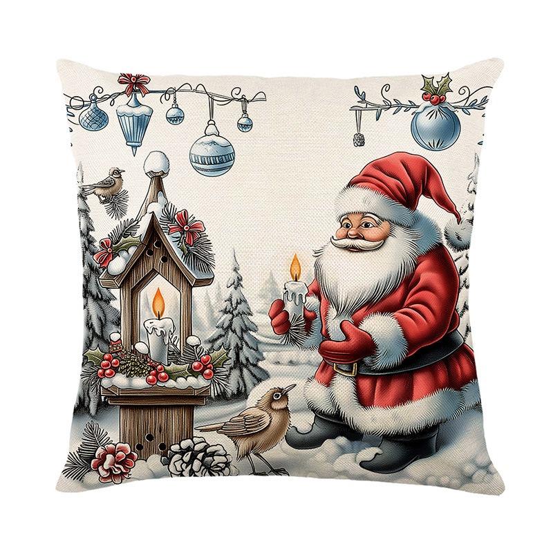 Christmas home decoration pillow cover Santa Claus Fawn Snowman printed sofa cushion suite room decoration friend gift