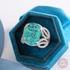Anillo Hote Sale de Plata 925 Chapada con Moissanita Azul Verde Fuego Brillante Lujo Anillo Femenino Fiesta Cumpleaños Joyería Regalo
