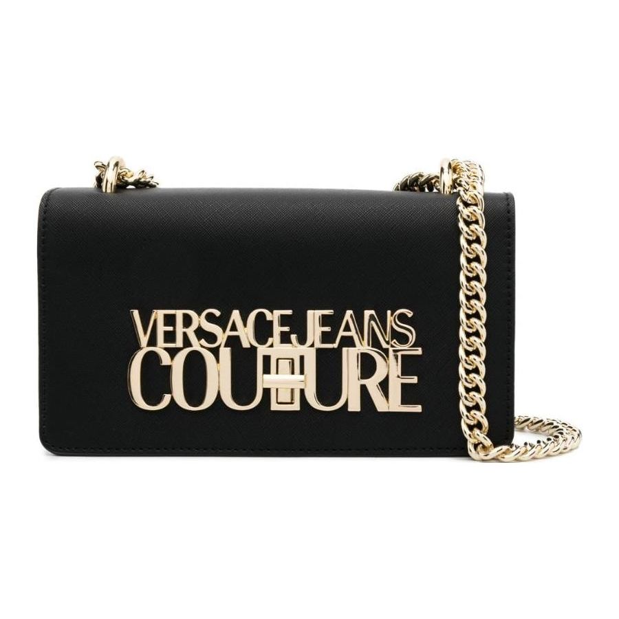 Versace Jeans Couture Gouden Letter Groot Logo Klep Sluiting Leer Crossbody Schoudertas Dames tassen Zwart 75VA4BL1ZS467899 Basic Set (Bag+Dust Bag)