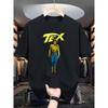 Camiseta Occidental de Tex Willer para Hombre - Camiseta Vintage con Diseño de Pose de Acción de Tex Willer, Camisa Casual Clásica de Cuello Redondo para Cosplay, y Ropa para Exteriores-