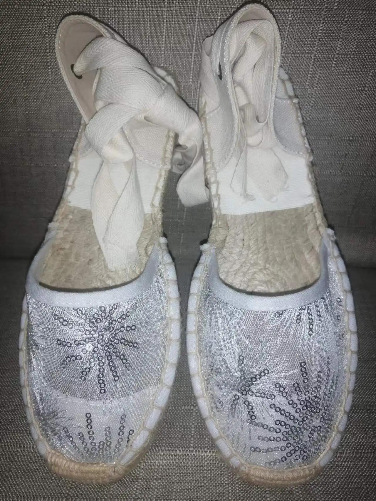 

2025 Сандалии женские на плоской подошве с пеньковой веревкой, сандалии-гладиаторы с ремешками, женские студенческие кружевные новинки весна-лето 40