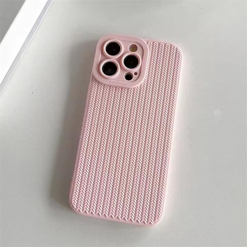 Fine Hole Woven Pattern Silicon Phone Case for iPhone 16 15 14 13 12 11 Pro Max X XR XS Max Full Camera Shockproof Soft Bumper Cover