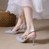 Summer New French Beautiful High Heels Women's Stiletto Pointed Toe Versatile Fashion Baotou High Heel Sandals