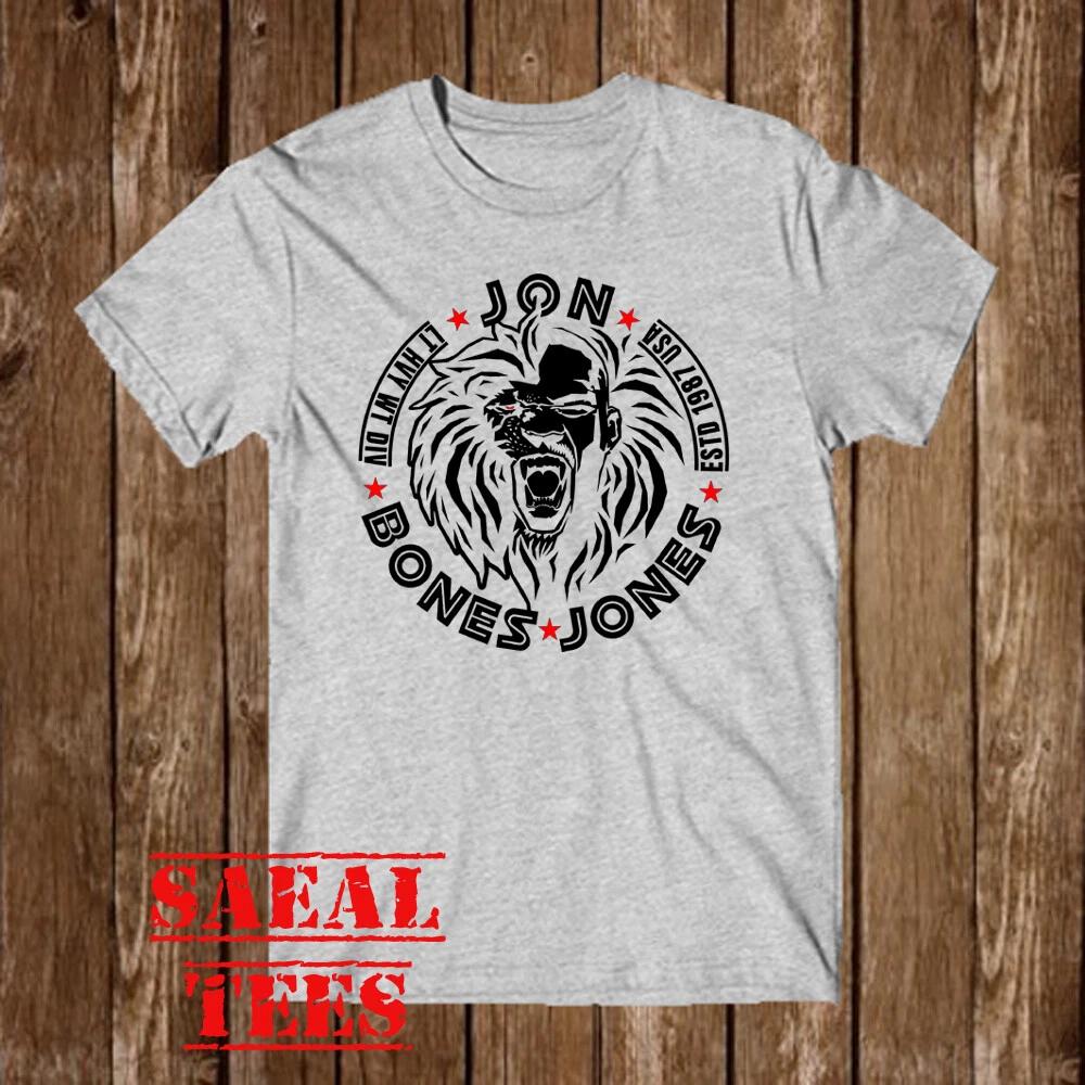 Jon Bones Jones Lion MMA Fighter Champion Men s Gray Size S-5XL S