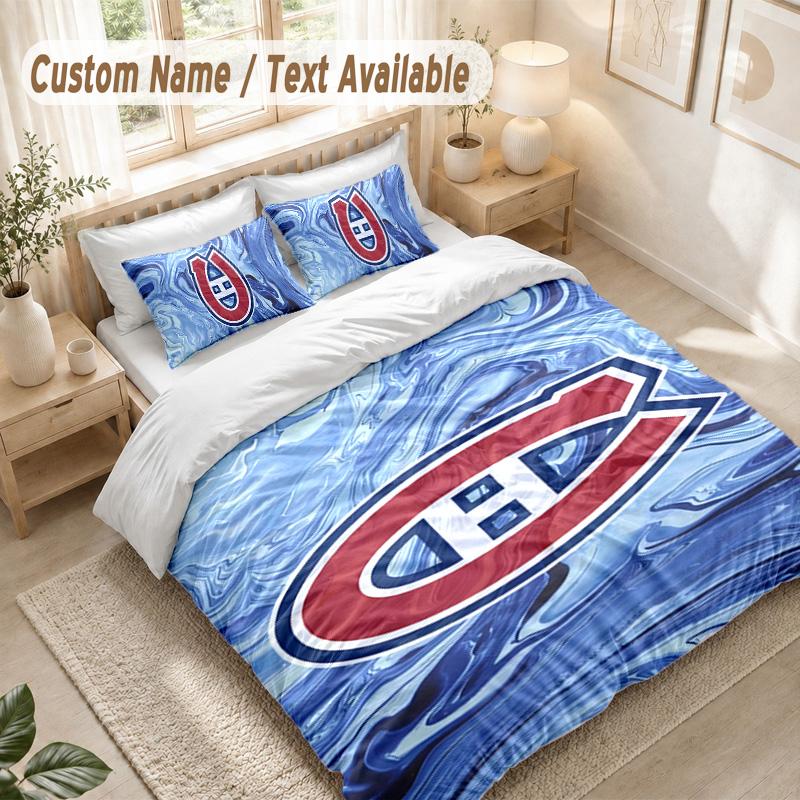Montreal Canadiens Bedding Set, 1 Duvet Cover & 2 Pillowcases Soft Comfortable Bedroom Home Textile Decor