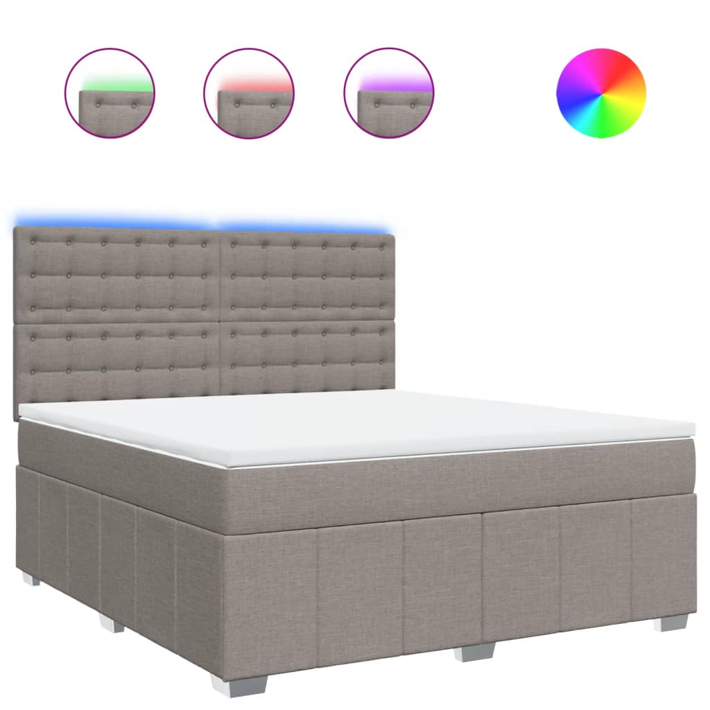 Vidaxl Letto Continentale Con Materasso, Taupe, Tessuto, 180X200 Cm