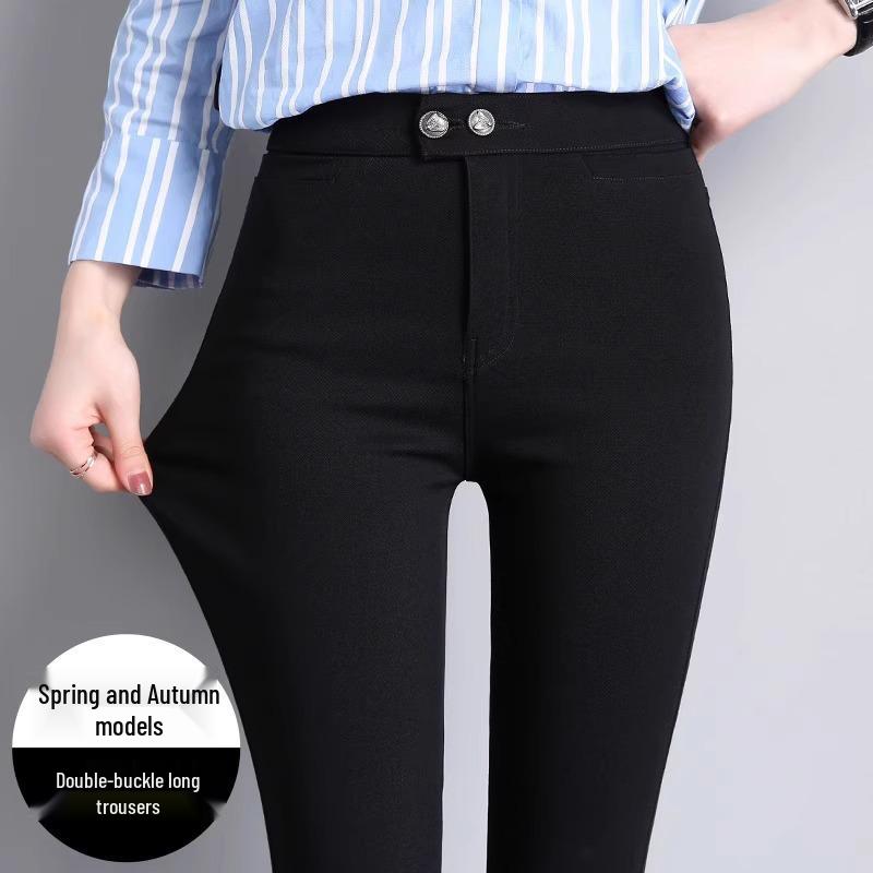 New 2025 Plus Size Women's Fleece-Lined High Waist Black Leggings - Thickened, Skinny Fit for Autumn and Winter