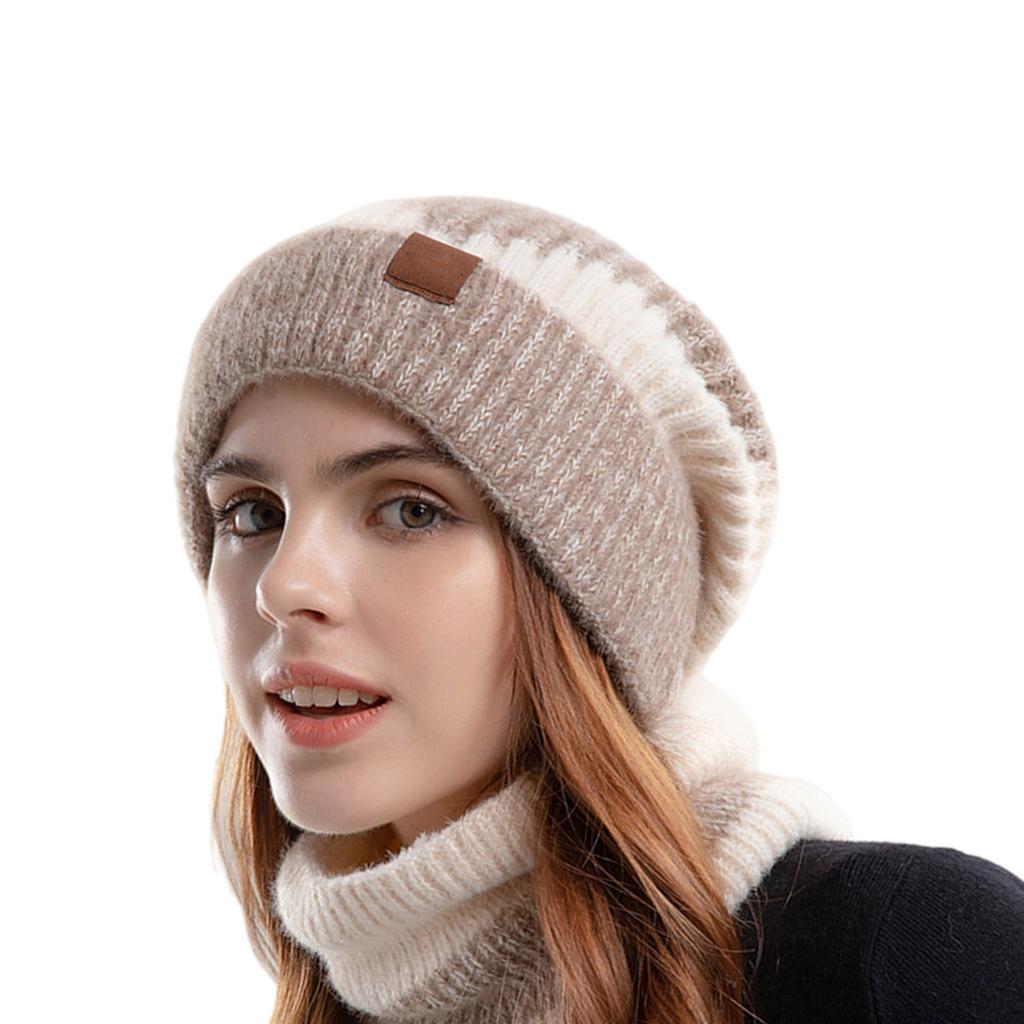 Warm Hat Neck Gaiter Combo Plush Furry Liner Stylish Windproof Thick Insulate Headwear for Men Women Trapper Hat