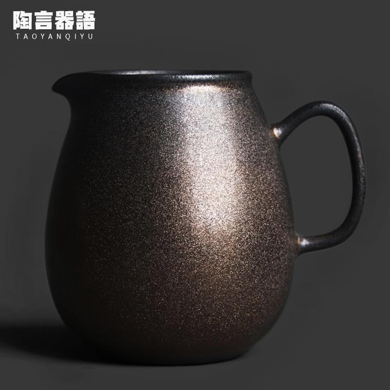 

Coarse Pottery Kiln Fambe Black Gold Tea Pitcher Tea Divider Cha Hai Dispenser Justice Cup Fair Mug Tea Ceremony Accessories As Your Choose