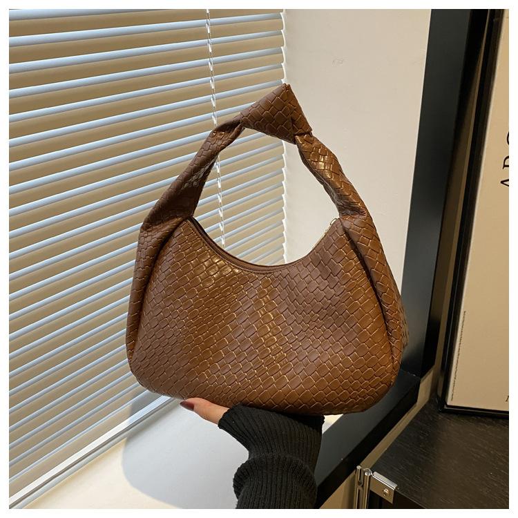 

Модная плетеная ромбовидная модная сумка для поездок на работу большой вместимости, повседневная, новая, в стиле ретро, повседневная модная сумка-подмышка через плечо темно-коричневого