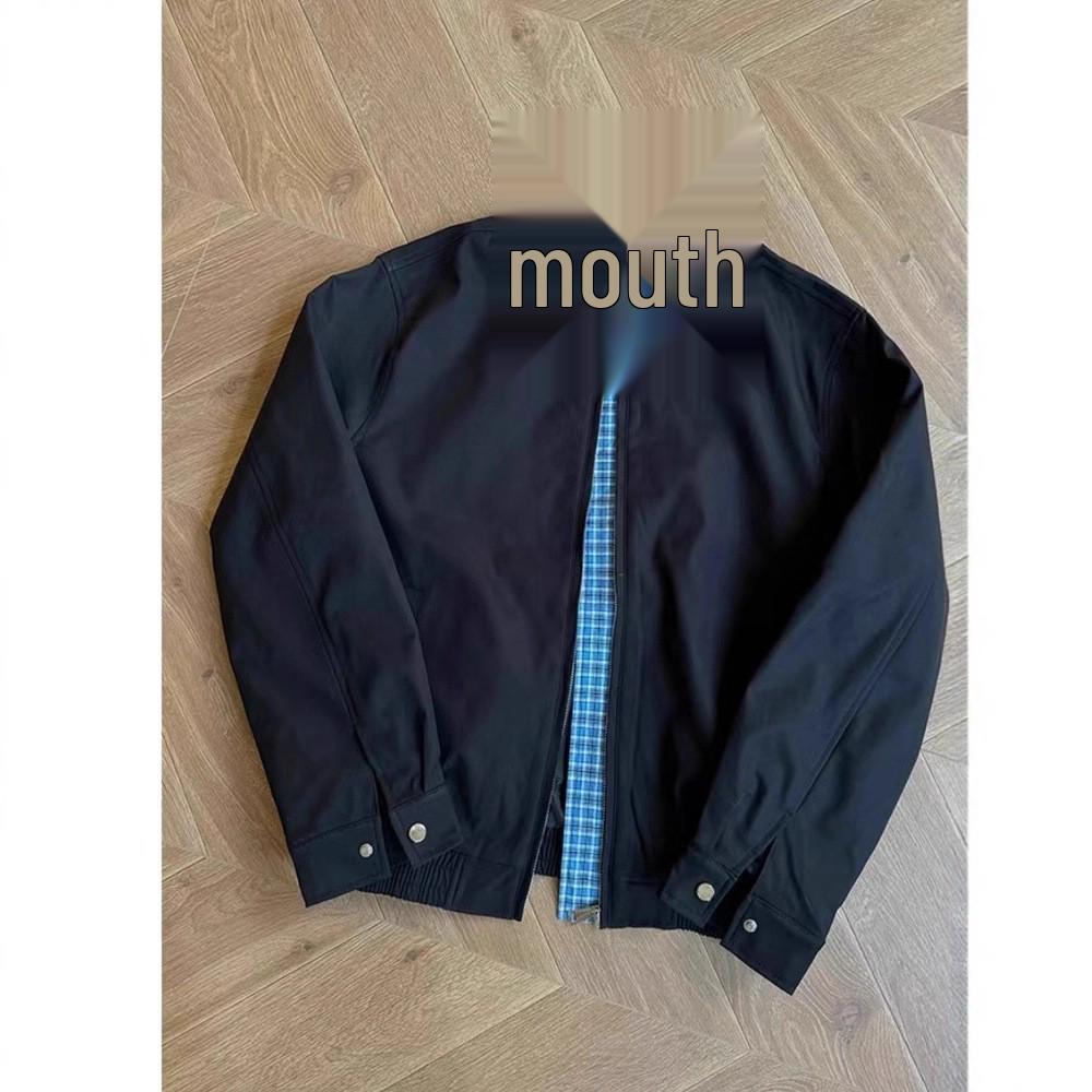 Miu Style Plaid Color Block Men s Autumn Two-Piece Look Lapel Jacket M