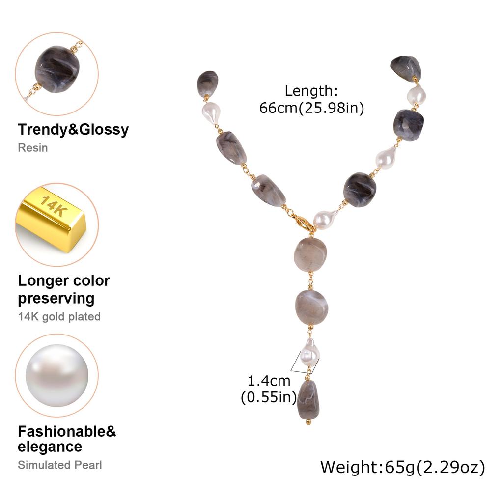 Vnox Chunky Irregular Beaded Necklace For Women, Two-color Winter Sweater Chain, Collarbone Neck Accessories