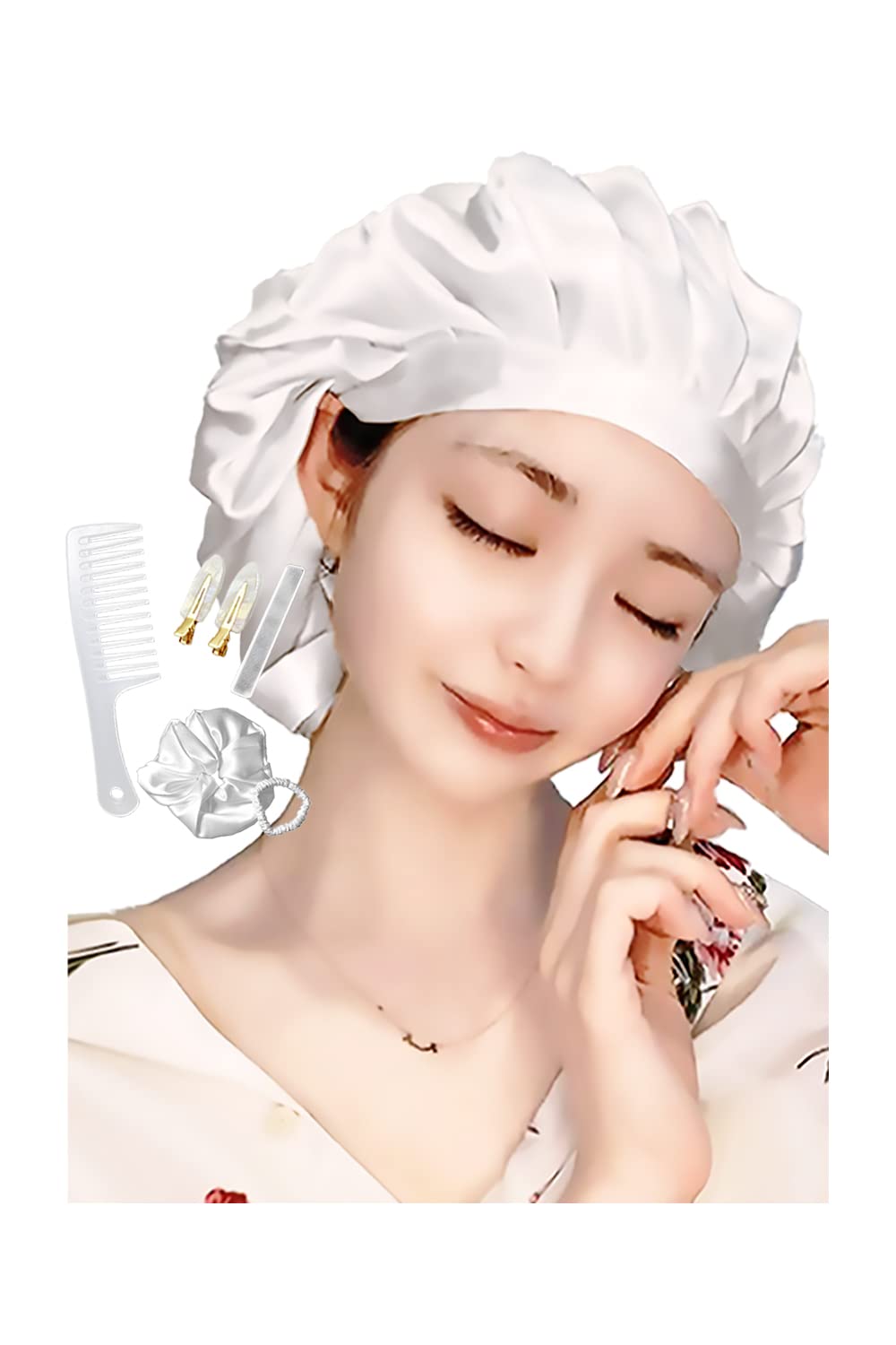 

JOLIESSE SILK Шелк 30 Момми Шелковые волосы Натуральные для длинных и коротких Включает Набор резинок для волос и ногтей Ночной колпак, Шапочка, 100% Шелк, Волосы, Скранчи, Галстук, белый